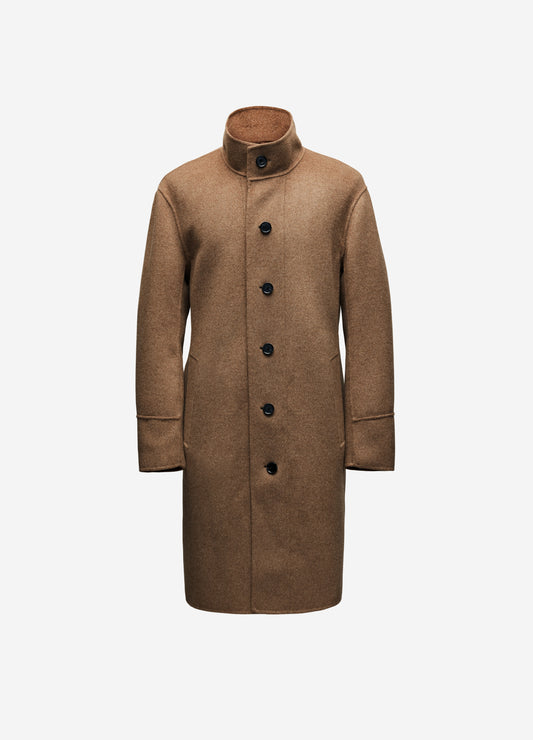 Double Face Funnel Neck Coat Beige Combo