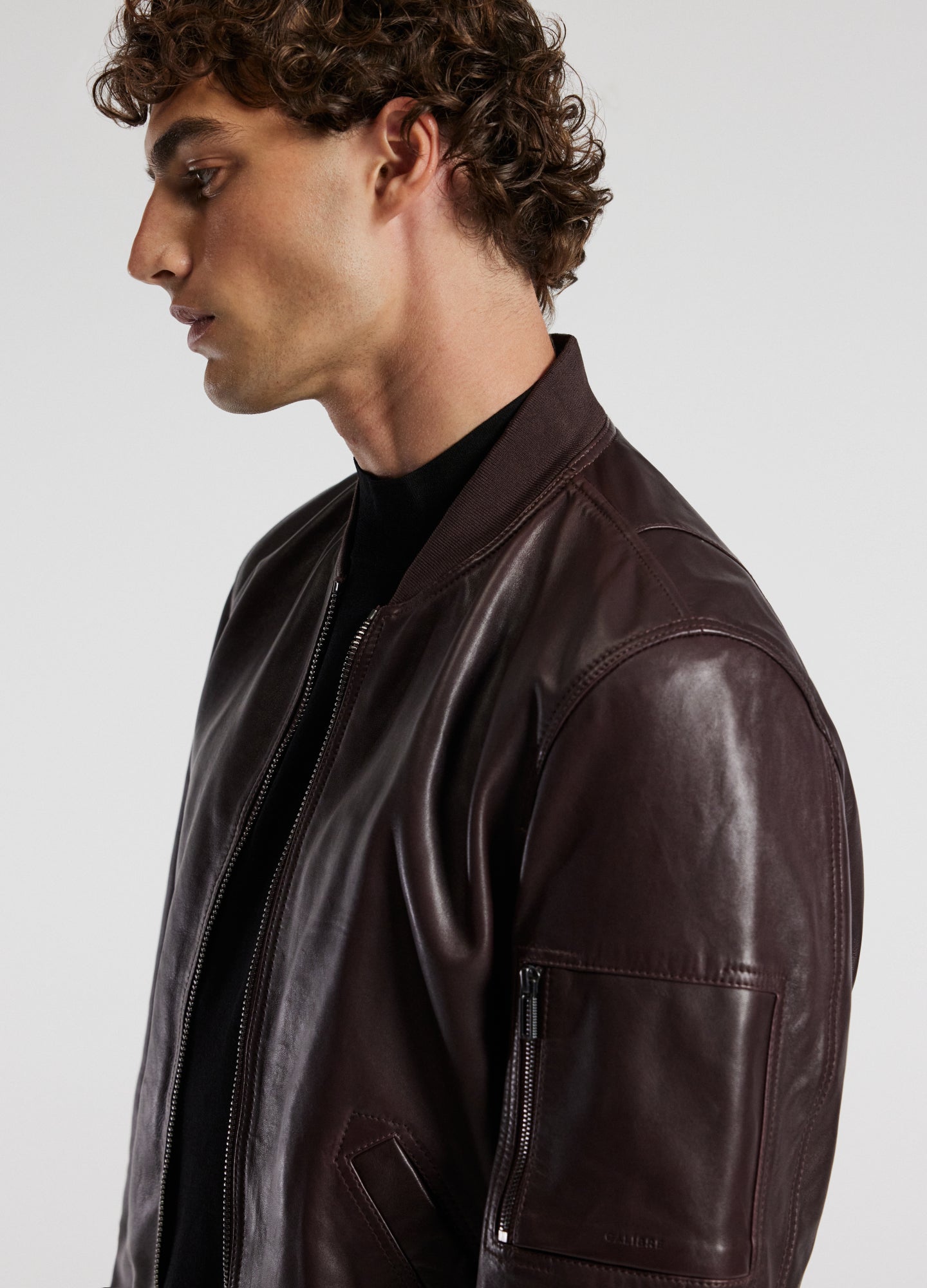 Leather Bomber Jacket Wine