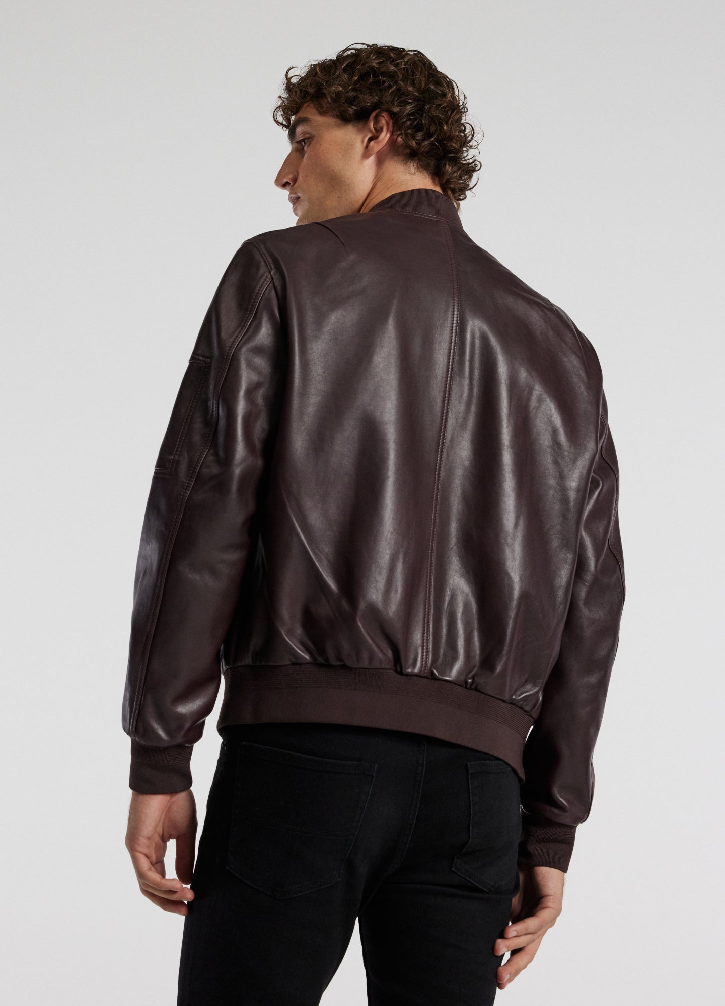Leather Bomber Jacket Wine
