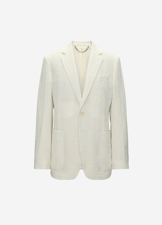 Seersucker Check Blazer Stone
