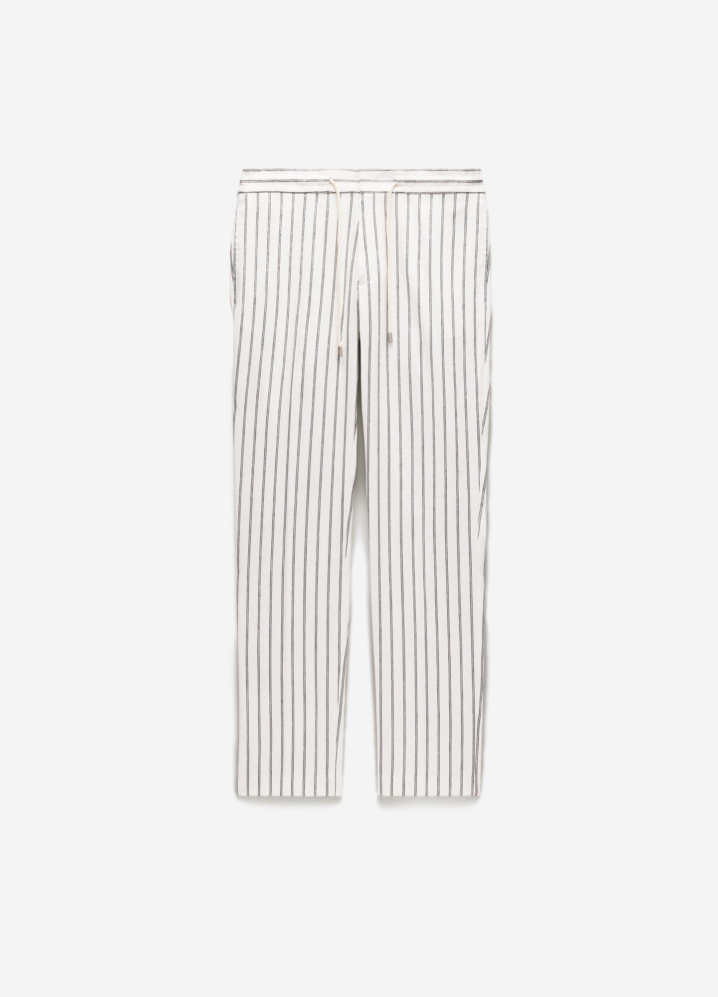Striped Drawstring Pants White
