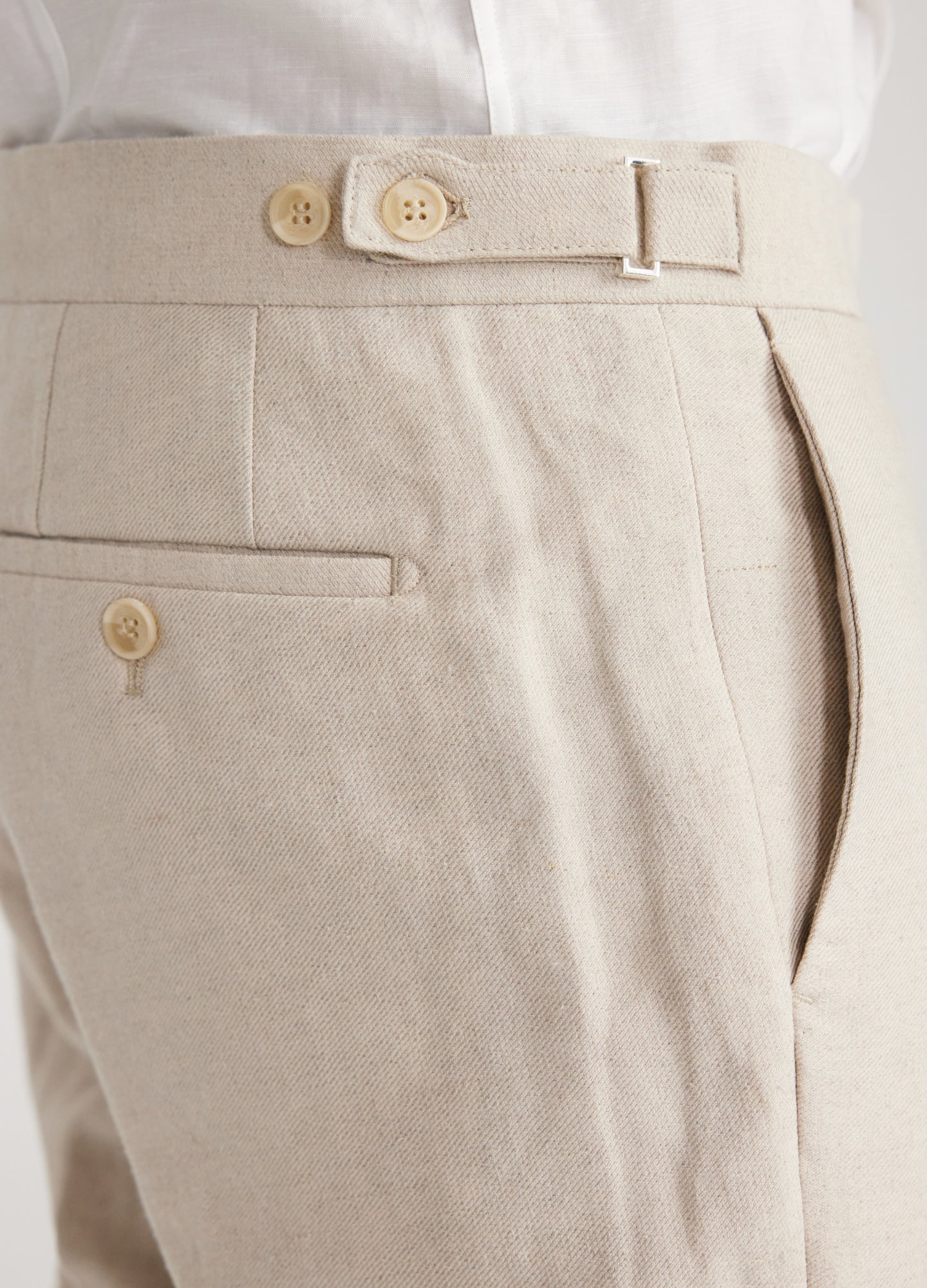 Linen Cotton Twill Suit Pants Natural