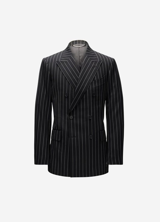 Pinstripe Double-Breasted Jacket Black