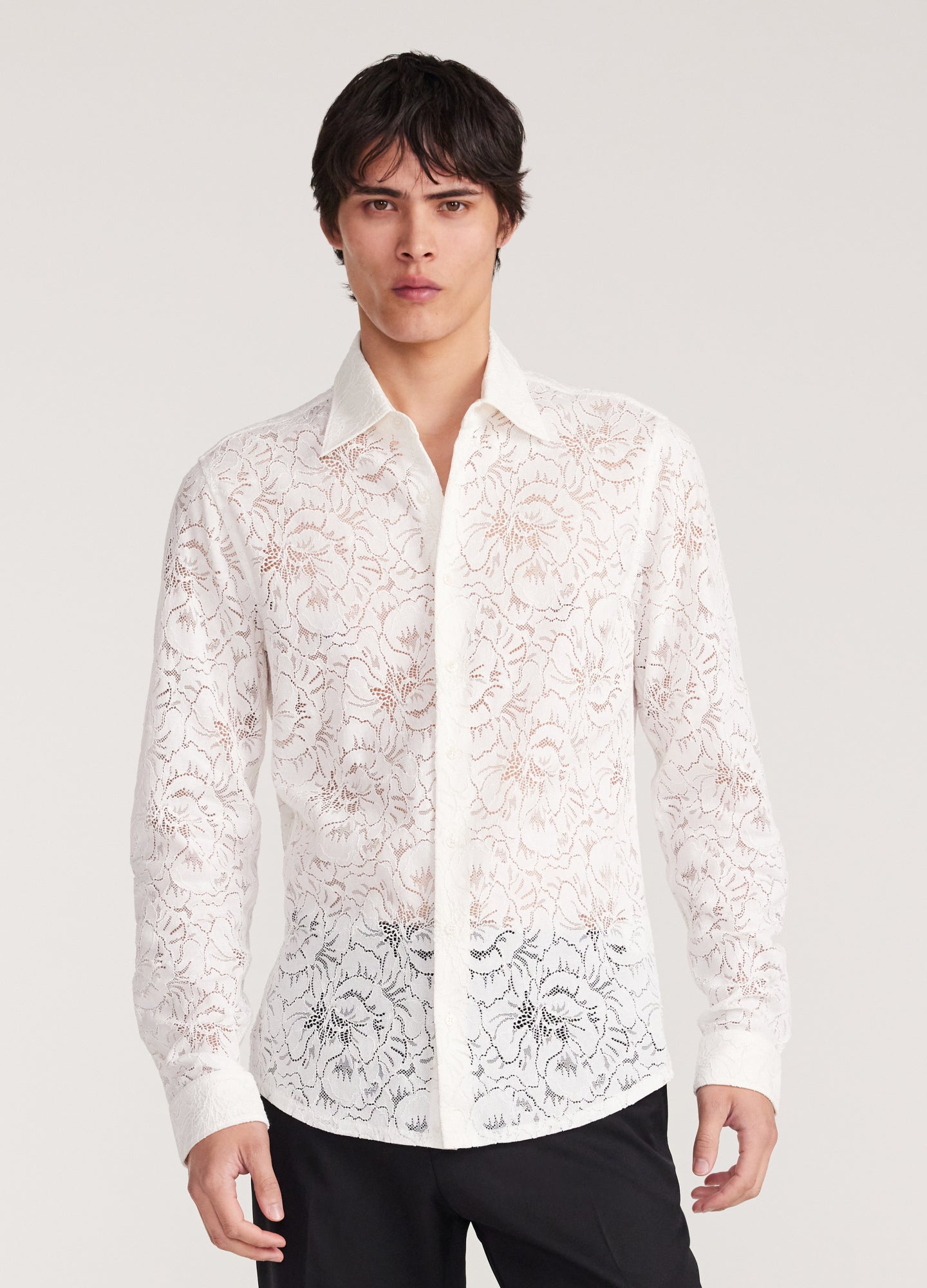 Stretch Lace Shirt Ivory
