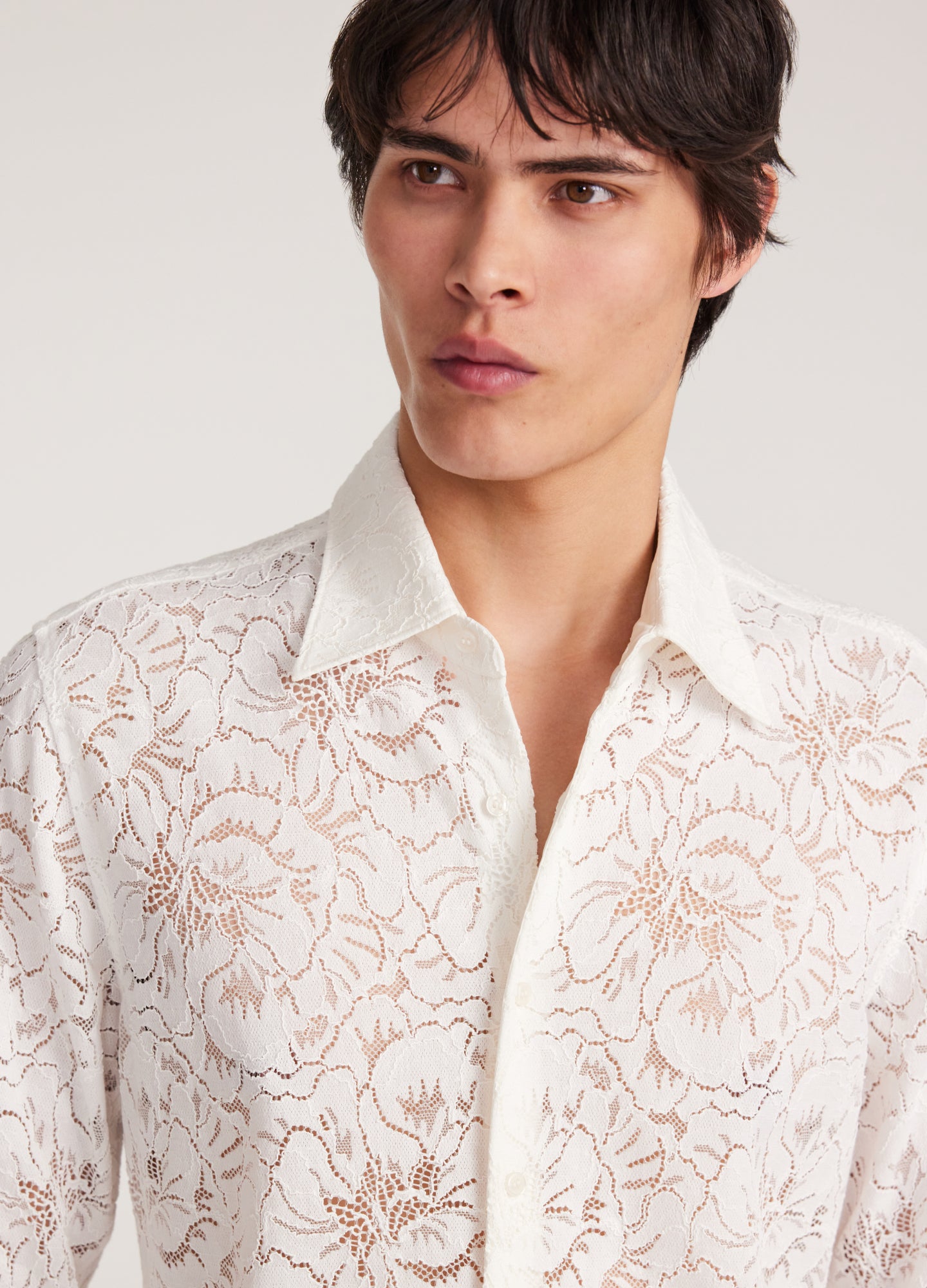 Stretch Lace Shirt Ivory