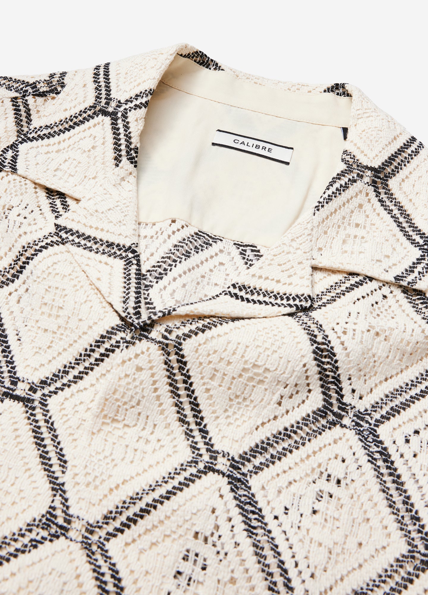 Duo Tone Lace Short Sleeve Shirt Natural