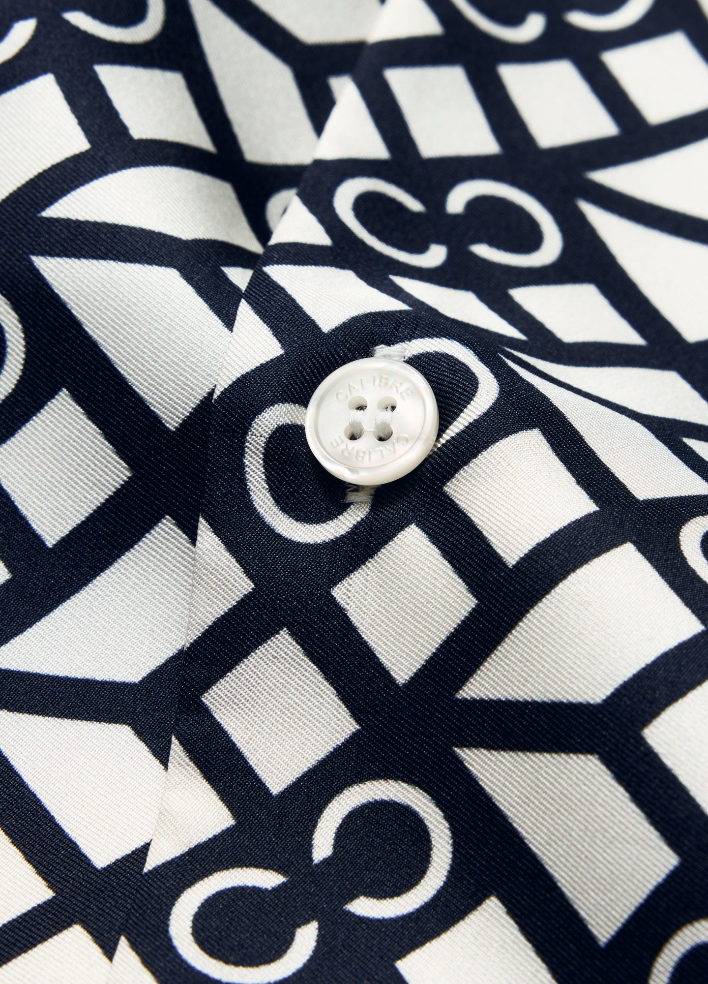 Monogram Scarf Silk Shirt Navy