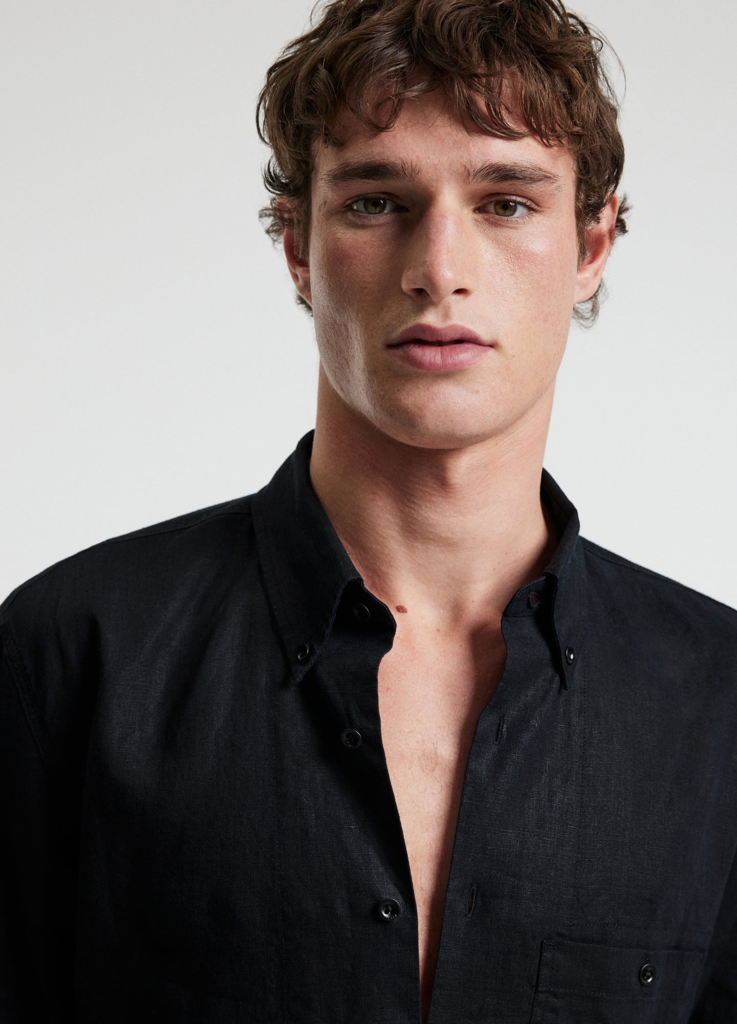 Washed Linen Shirt Black