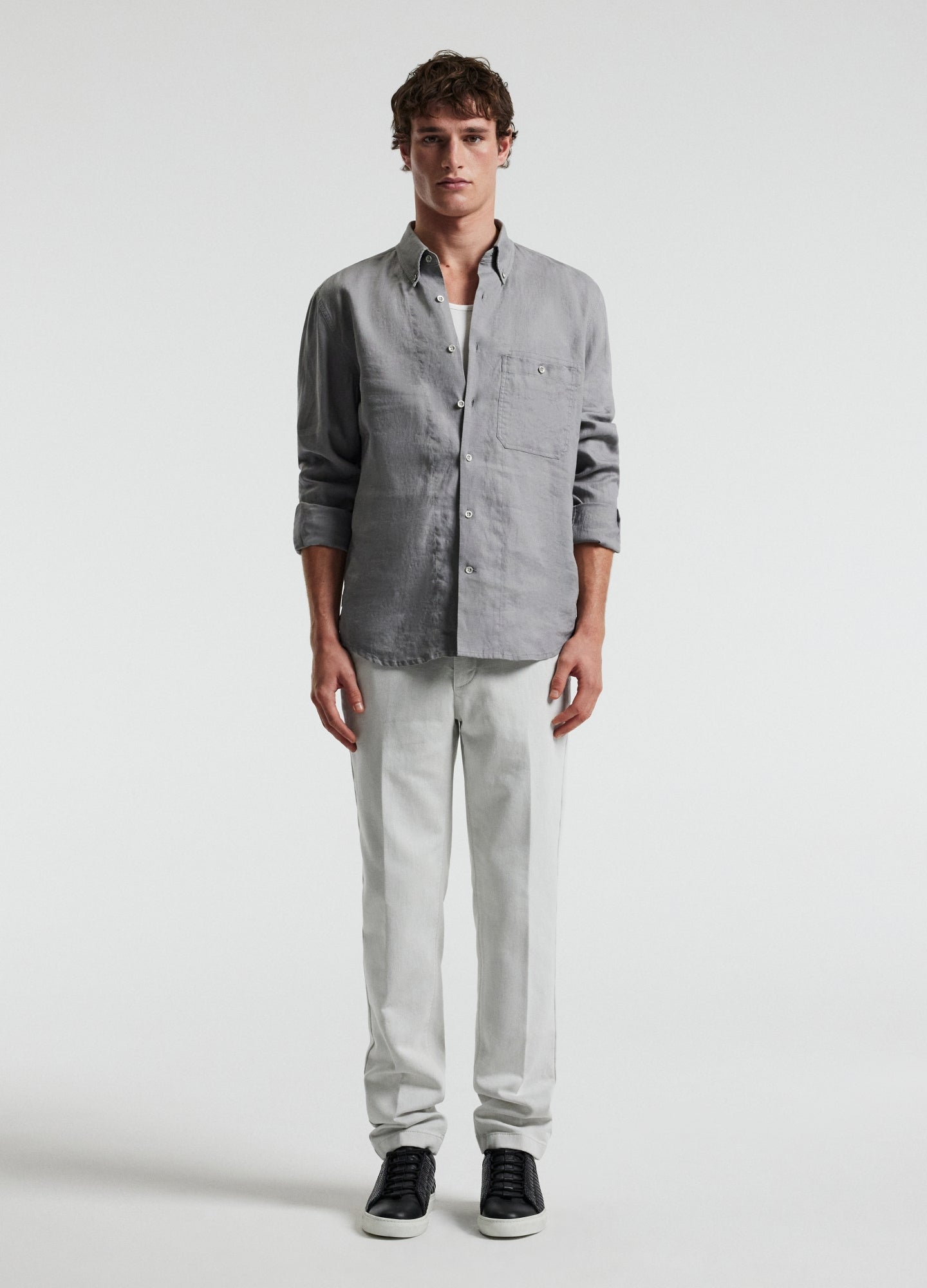 Washed Linen Shirt Dark Ash