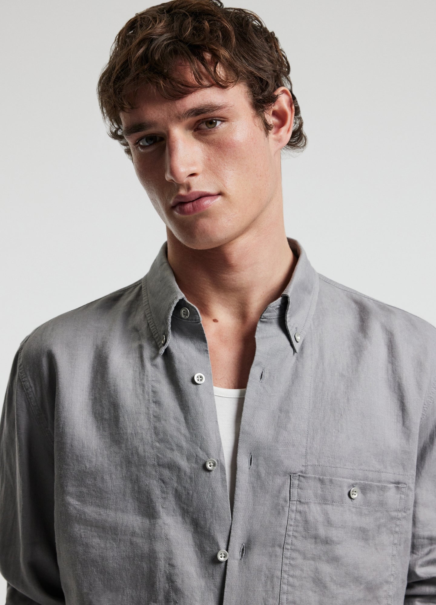 Washed Linen Shirt Dark Ash