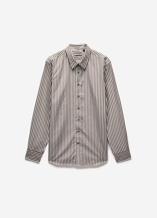Fluid Stripe Shirt Chocolate