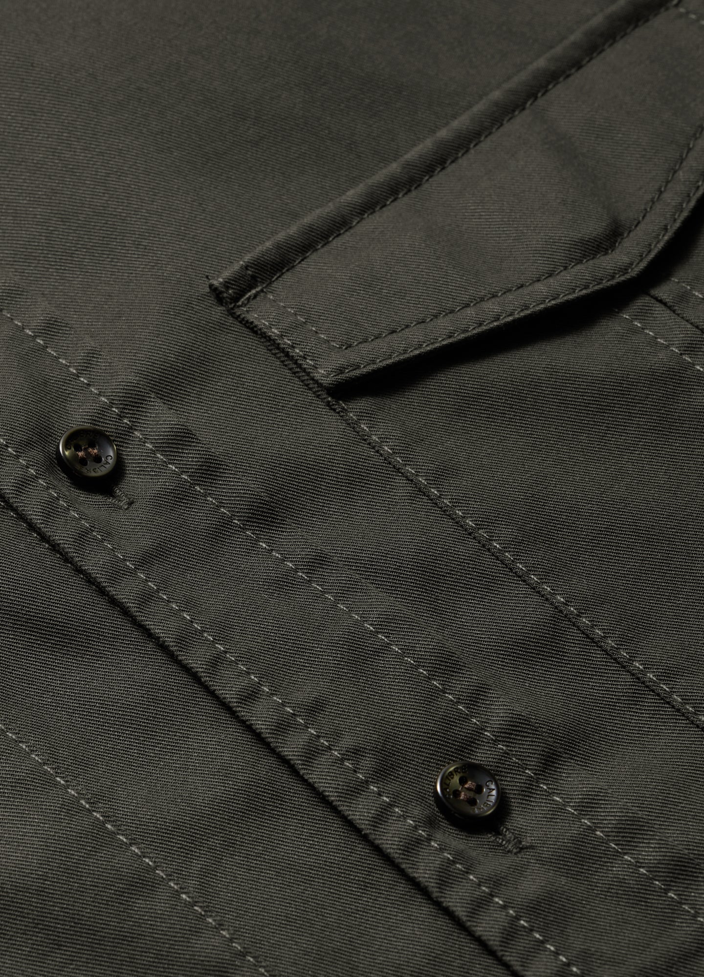 Slim Washed Pocketed Shirt Khaki