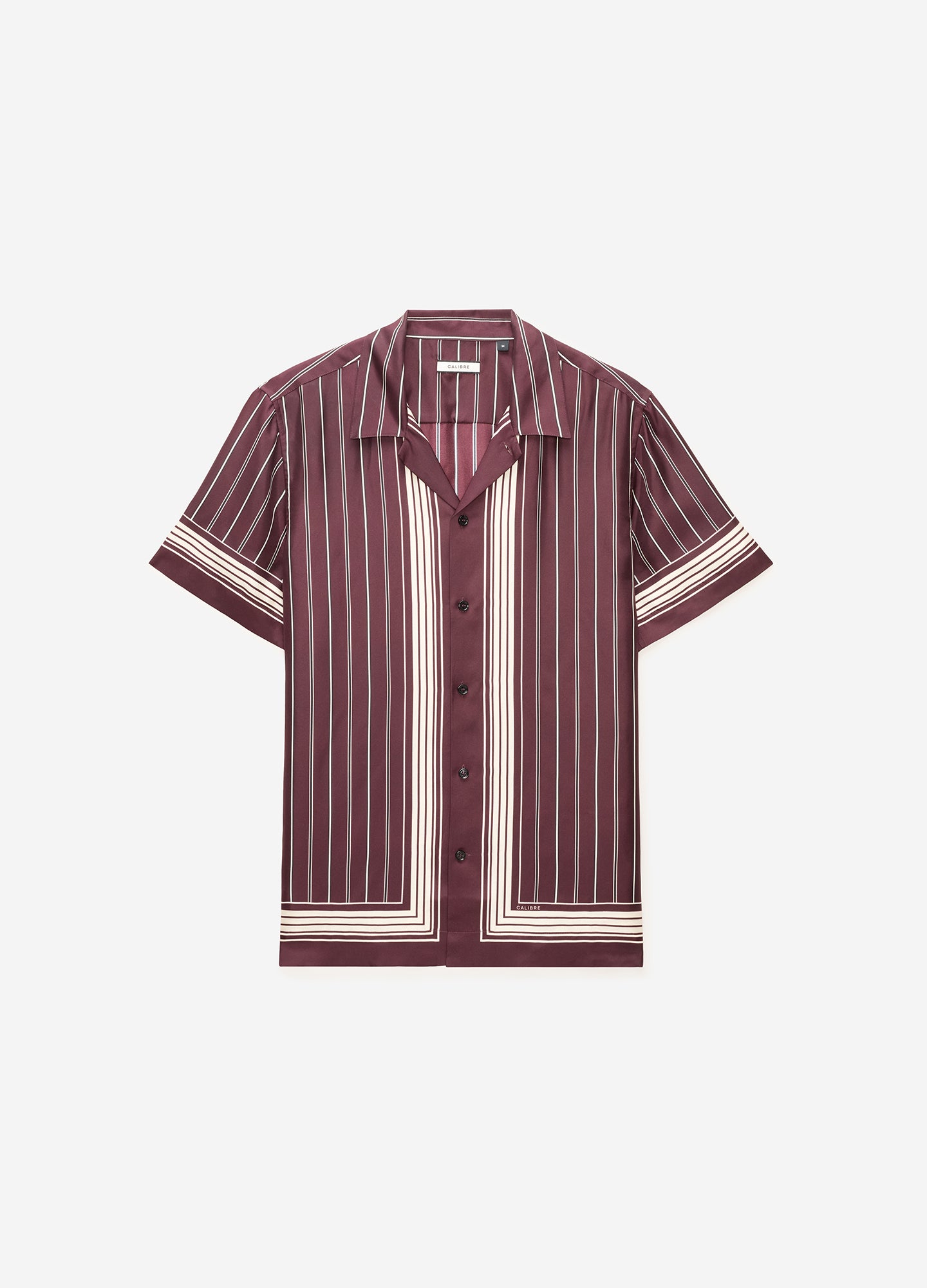 Stripe Scarf Print Short Sleeve Shirt Oxblood