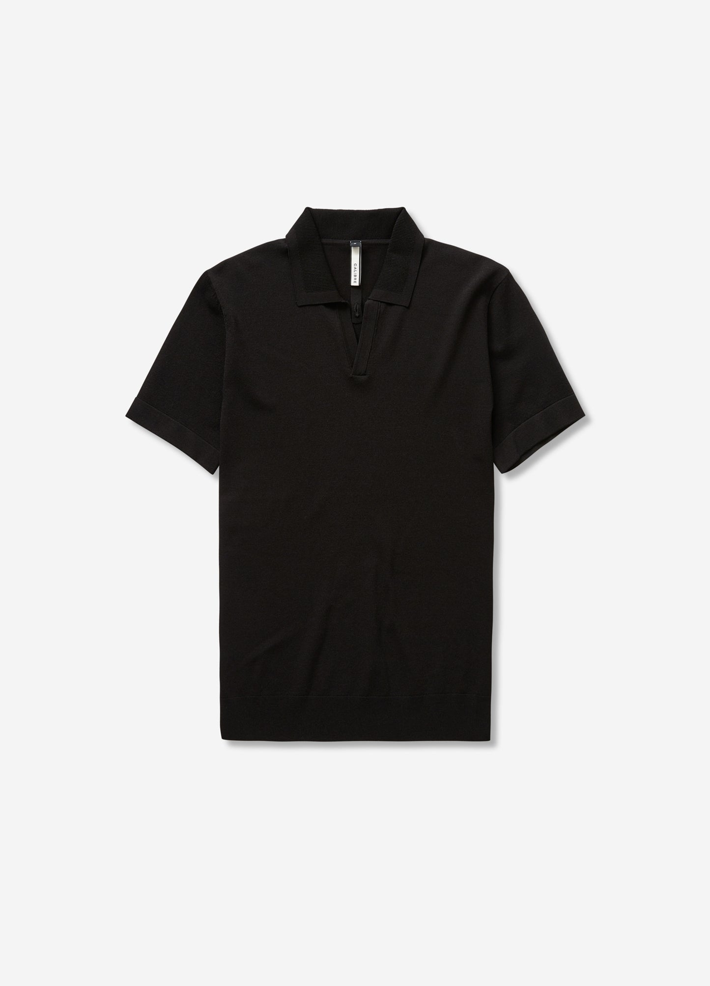 Rib Collar Tech Knit Polo Black