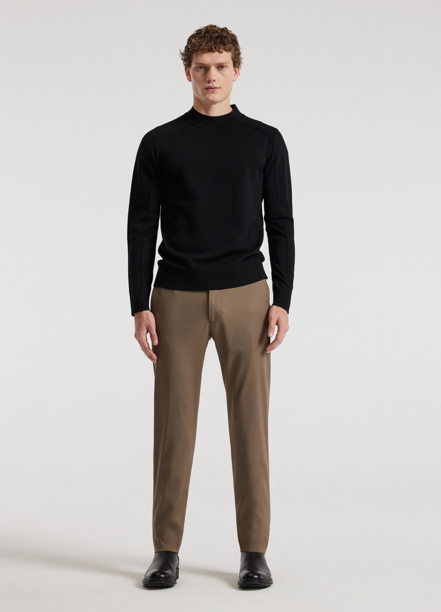 Mock Neck Merino Sweater Black