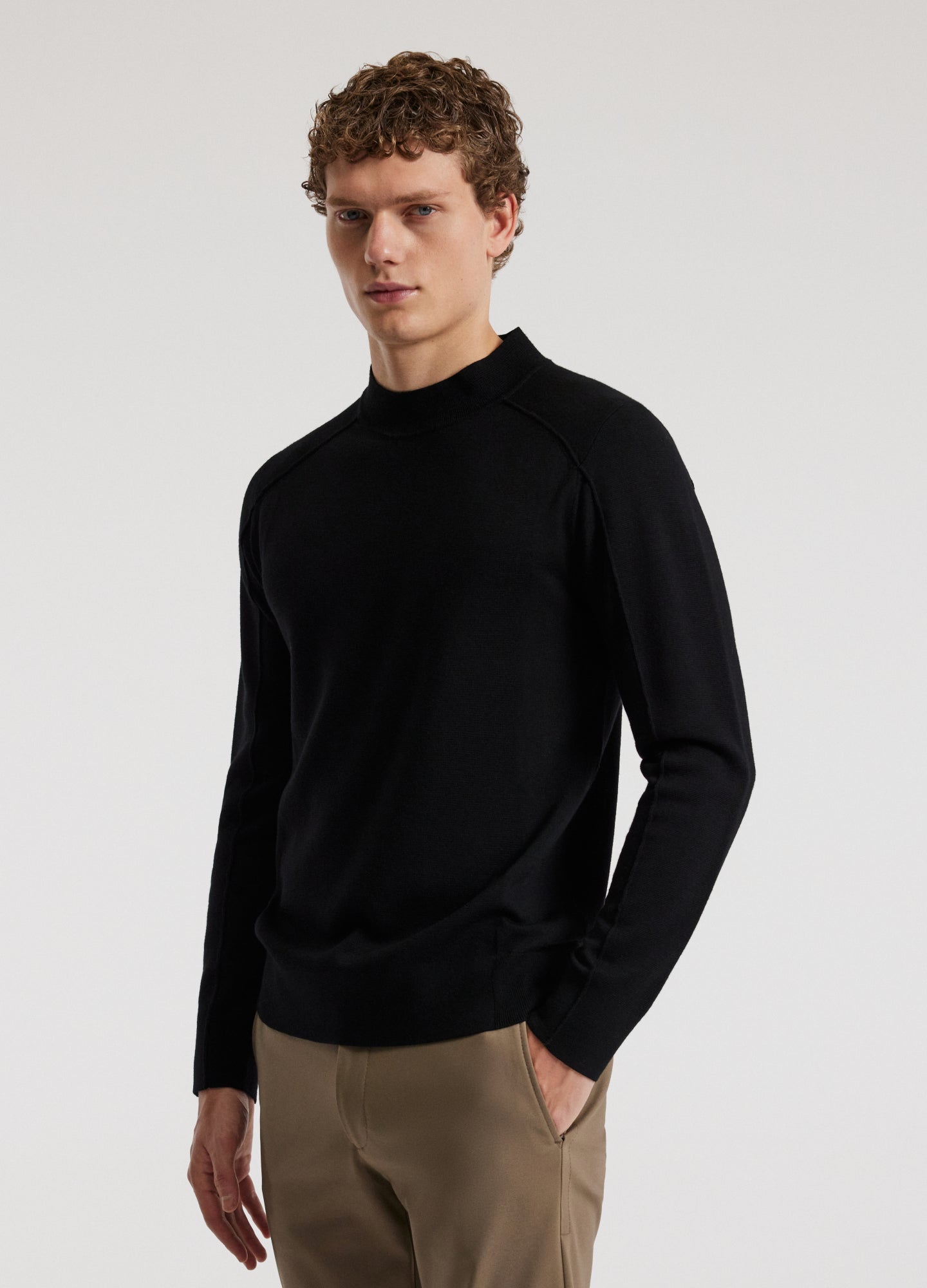 Mock Neck Merino Sweater Black