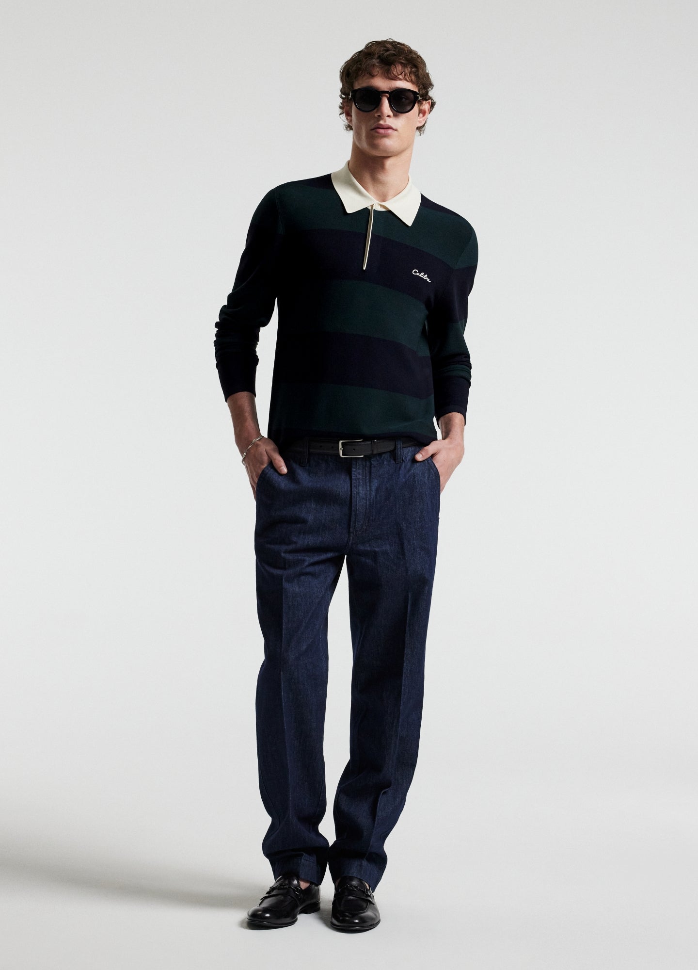 Striped Long Sleeve Rugby Navy