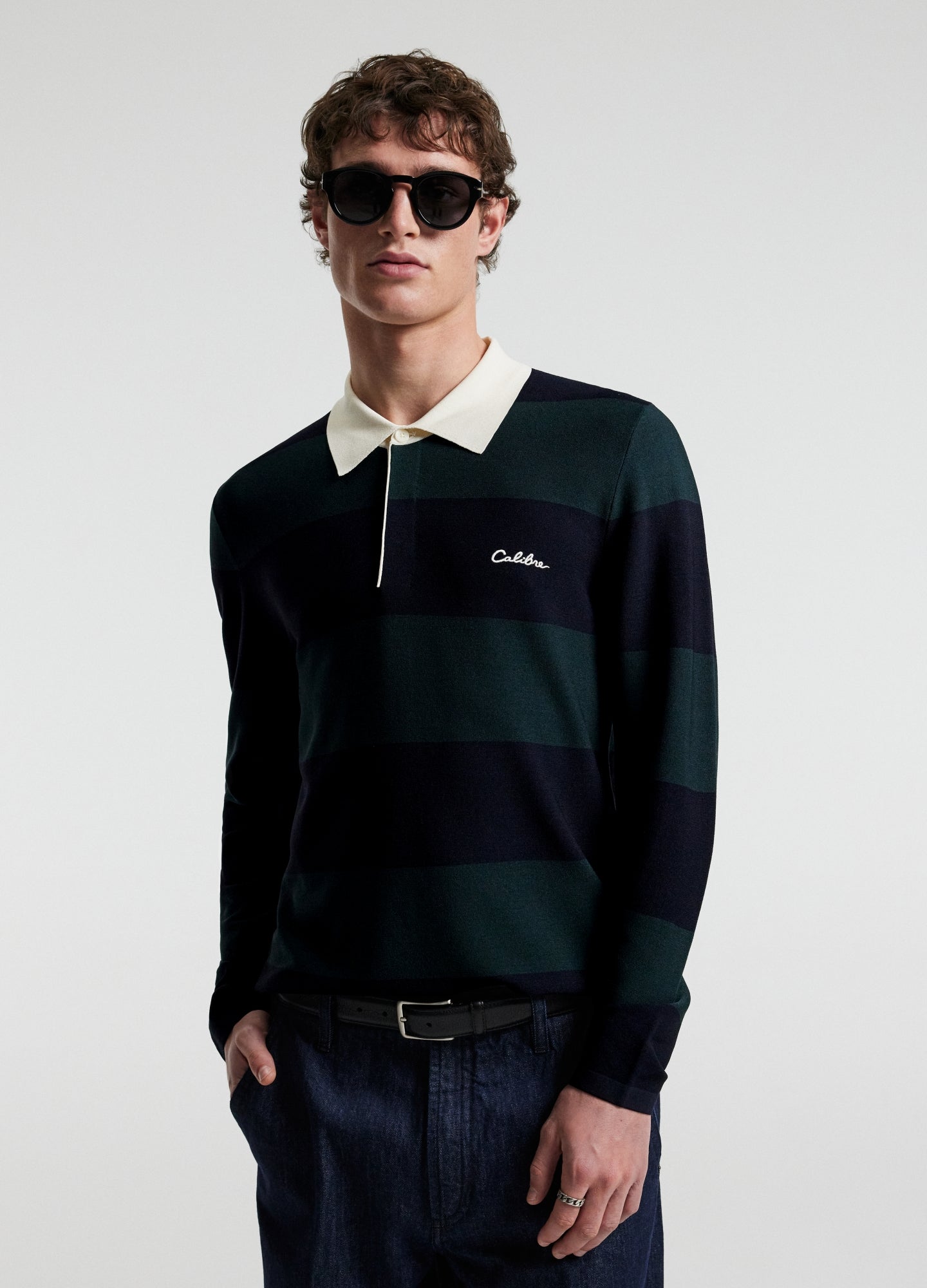 Striped Long Sleeve Rugby Navy