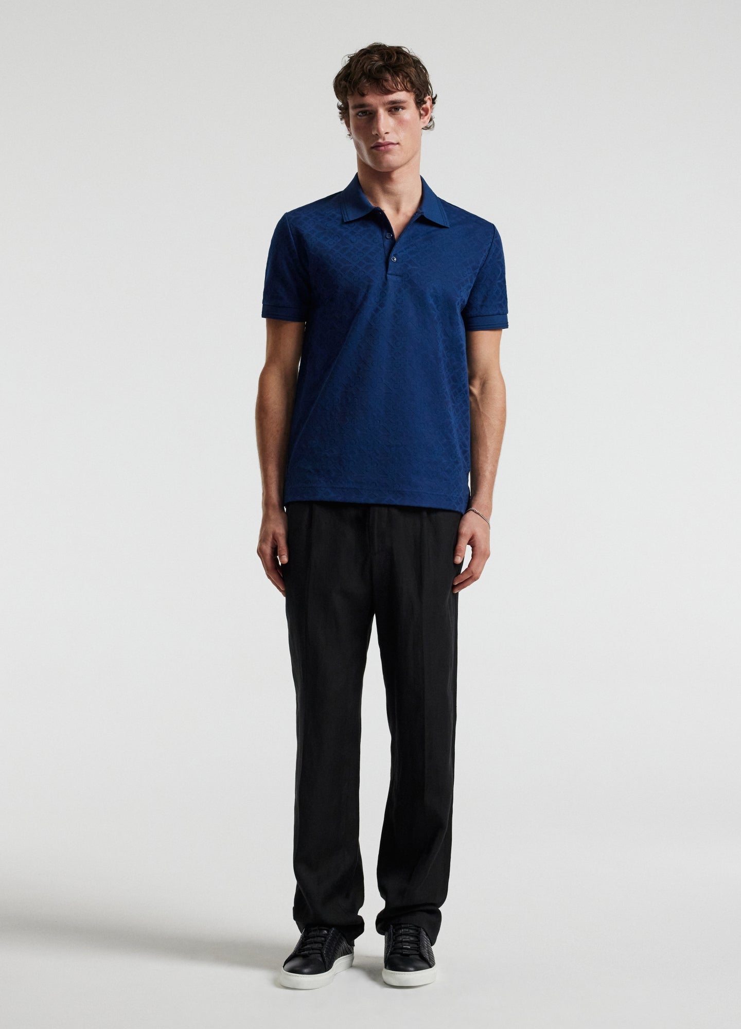 Solid Monogram Polo Blue