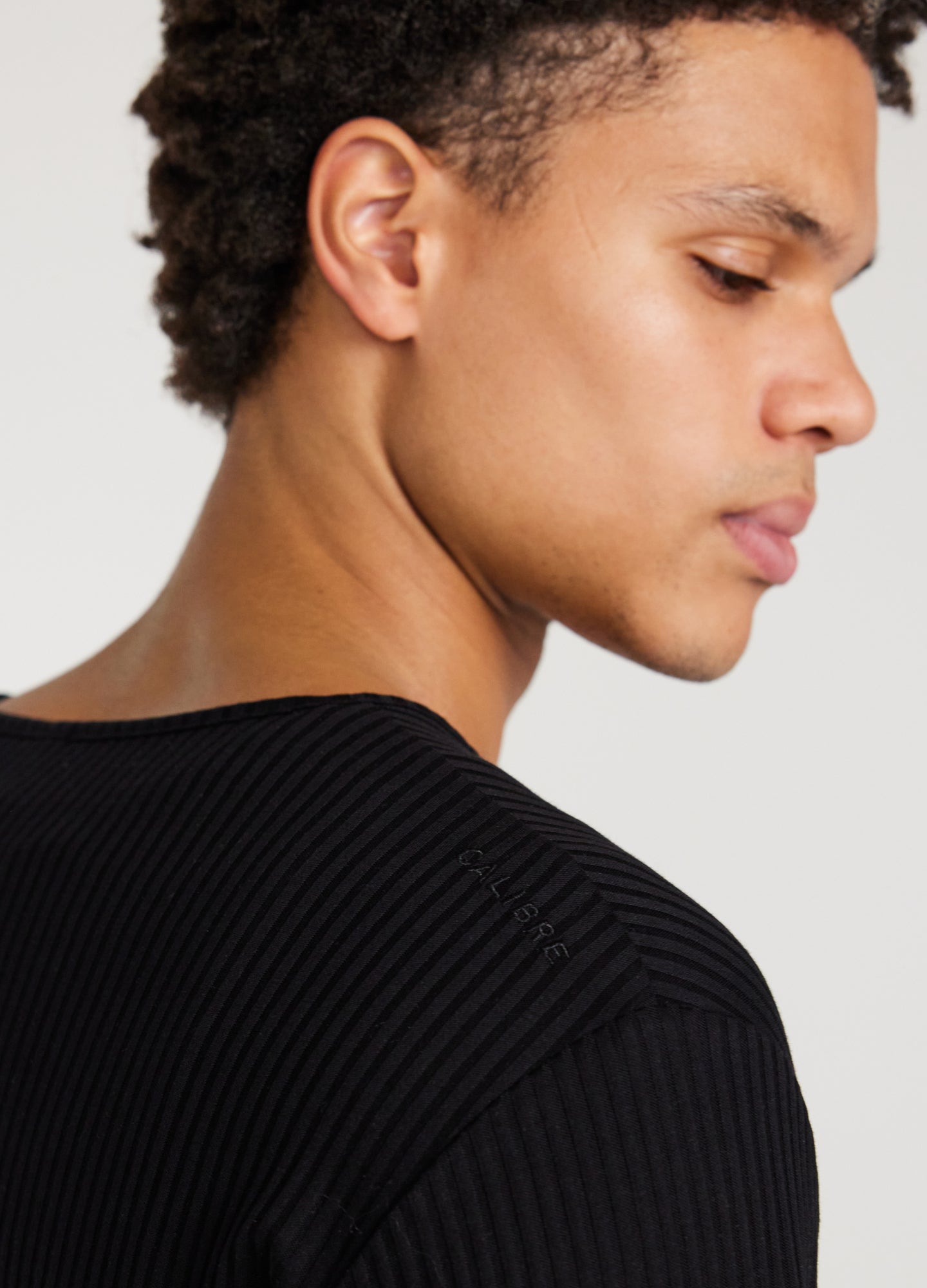 Long Sleeve Ribbed Henley Top Black