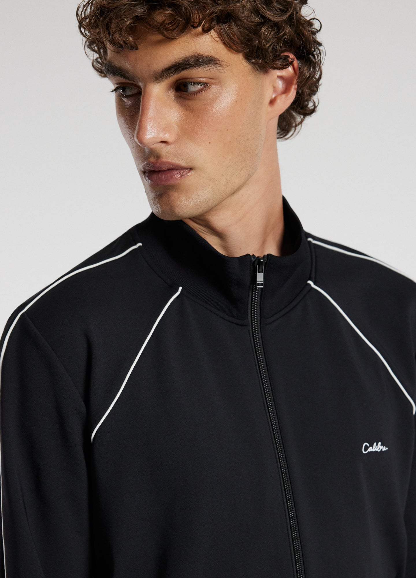 Contrast Jersey Track Jacket Black