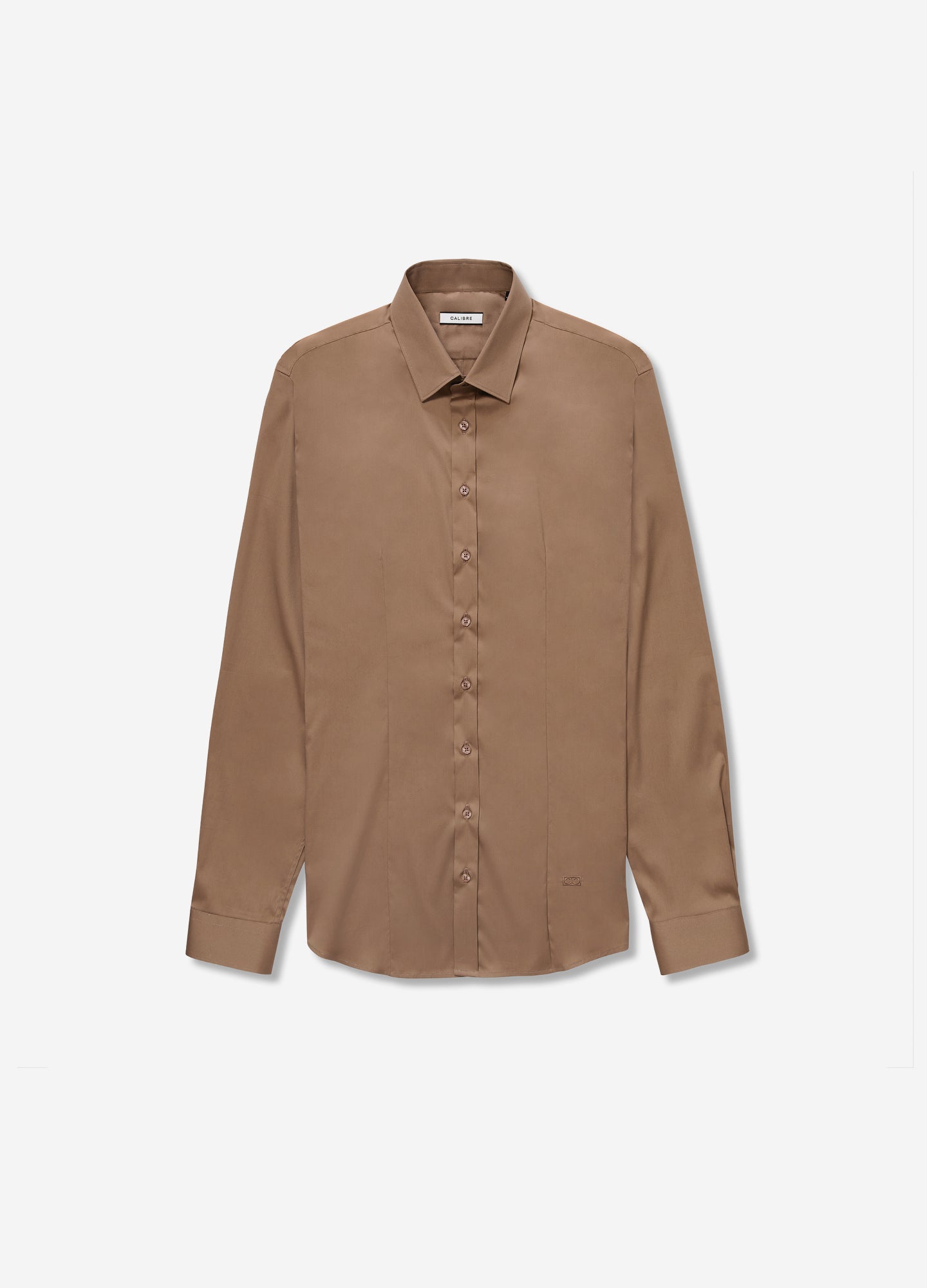 Stretch Cotton Poplin Shirt Camel