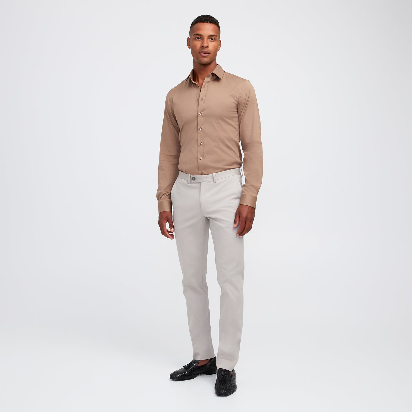 Stretch Cotton Poplin Shirt Camel