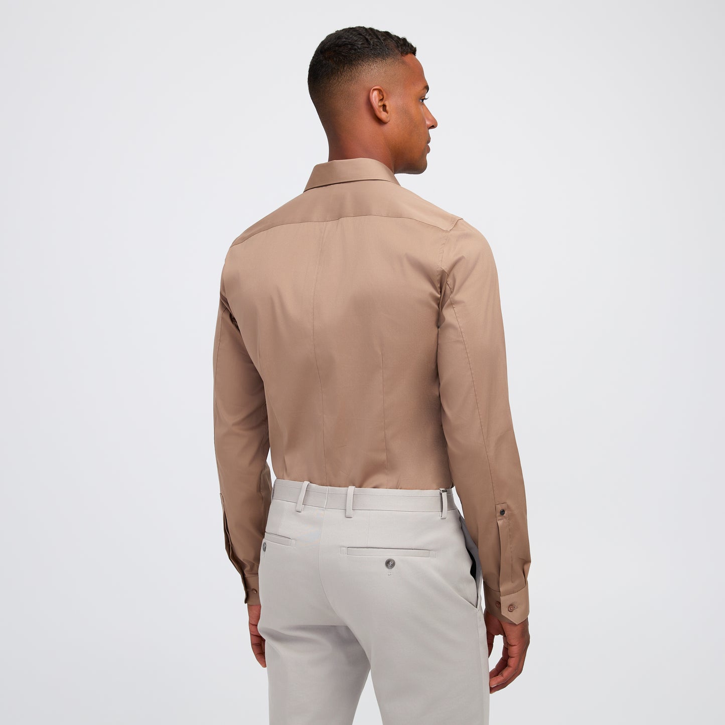 Stretch Cotton Poplin Shirt Camel