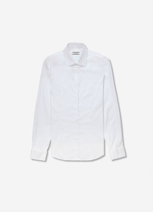 French Cuffed Textured Shirt White
