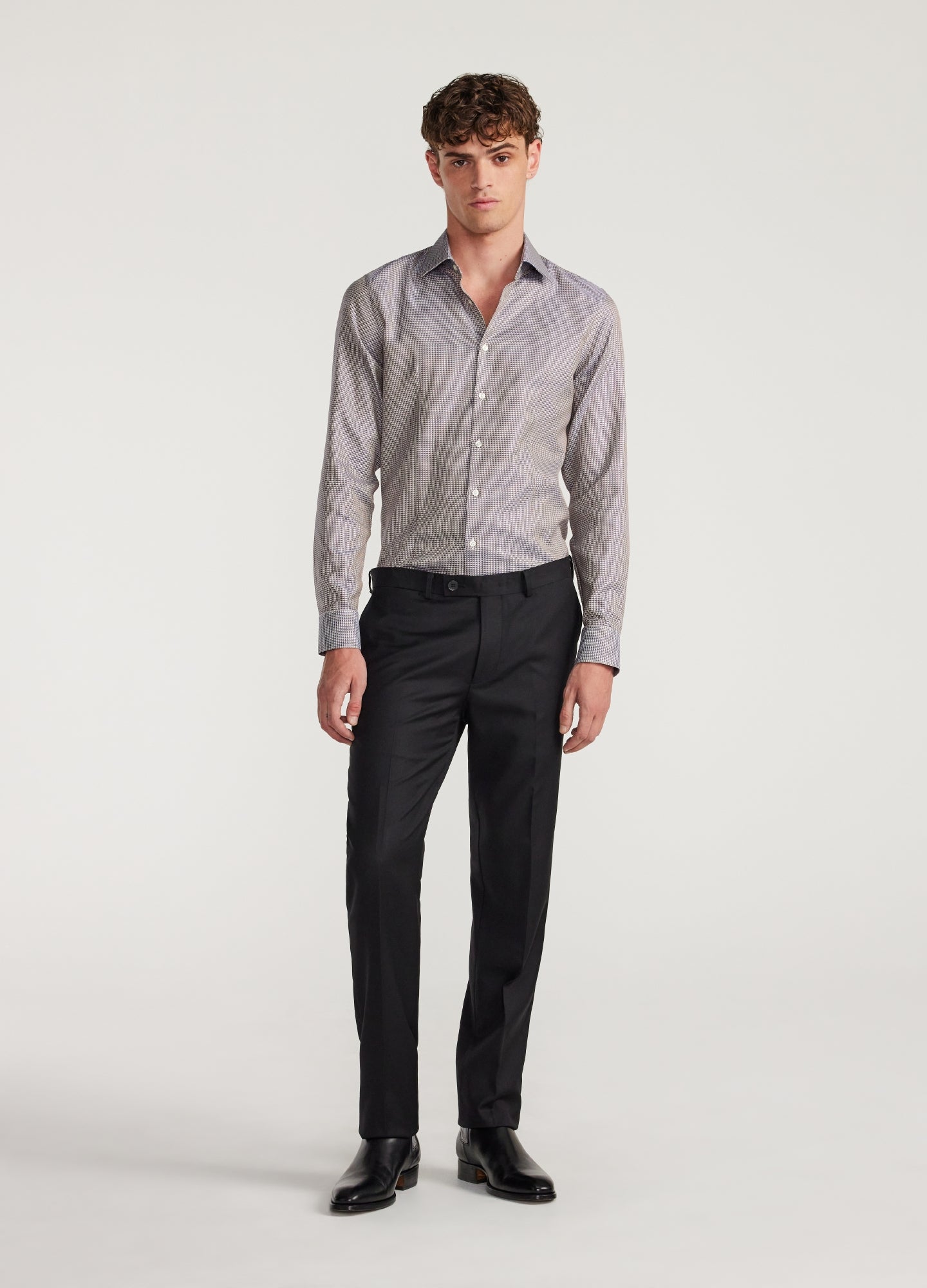 Tri Tone Jacquard Shirt Blue