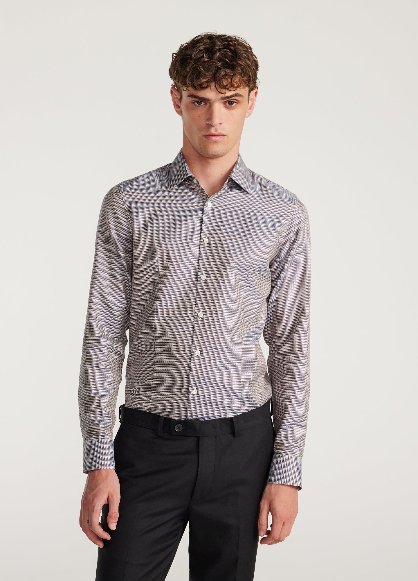 Tri Tone Jacquard Shirt Blue