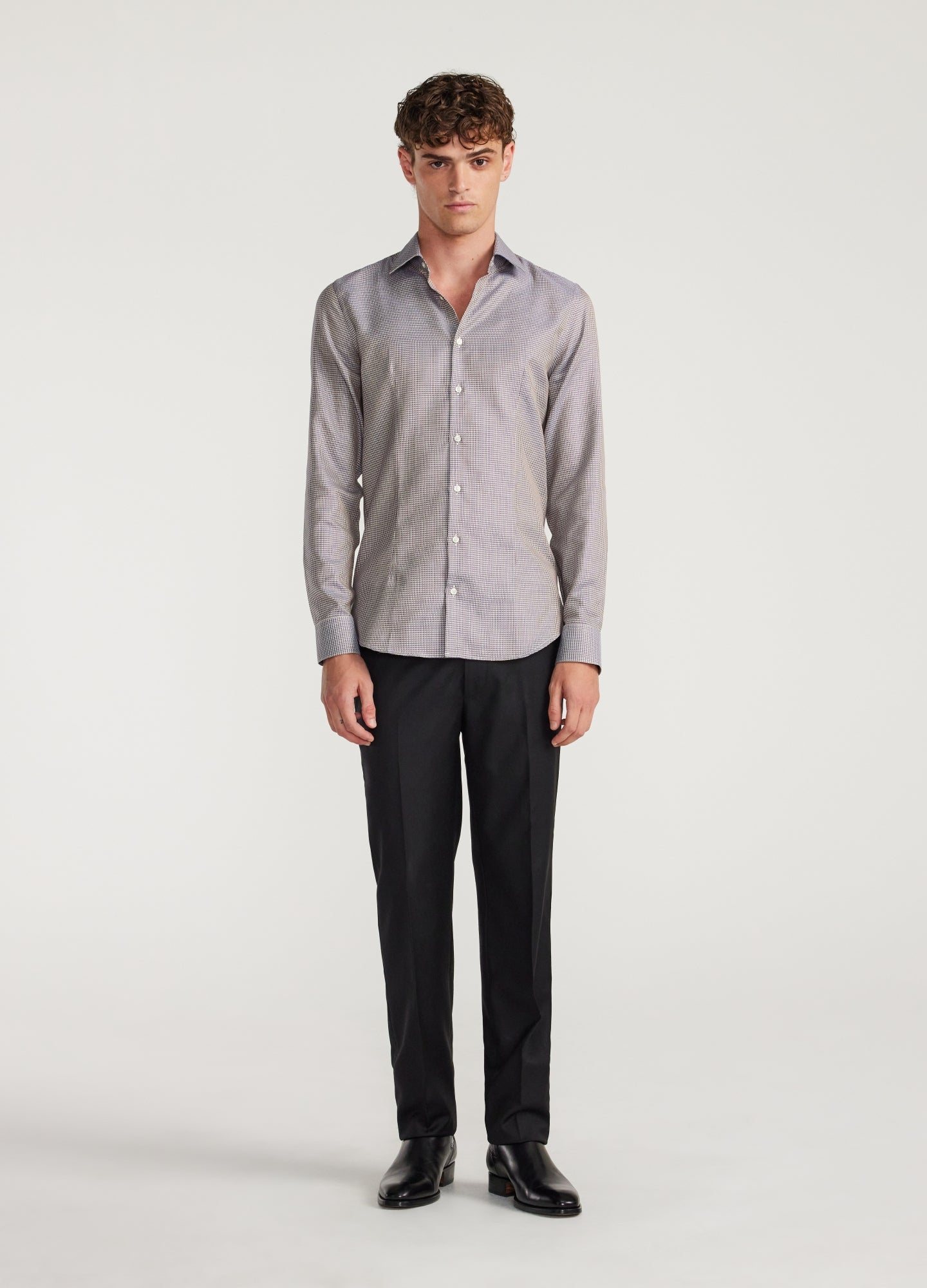 Tri Tone Jacquard Shirt Blue