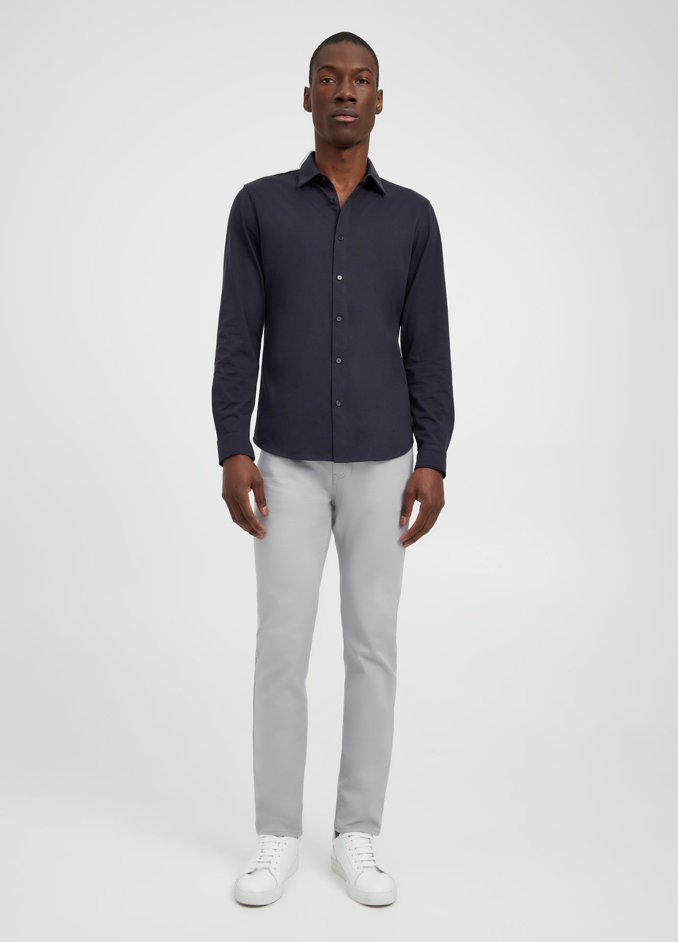Tech Cotton Knit Shirt Navy