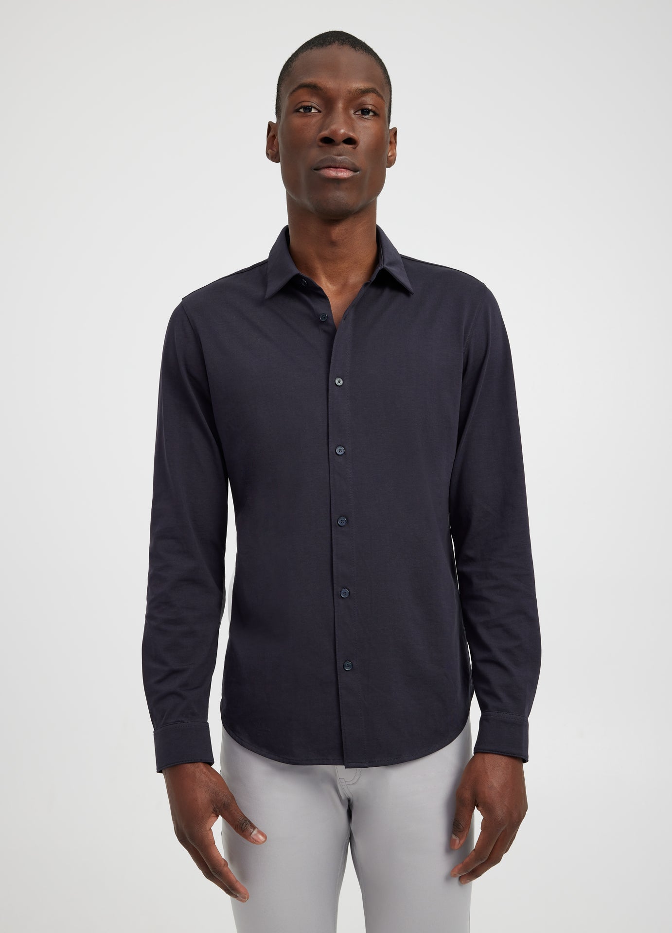 Tech Cotton Knit Shirt Navy