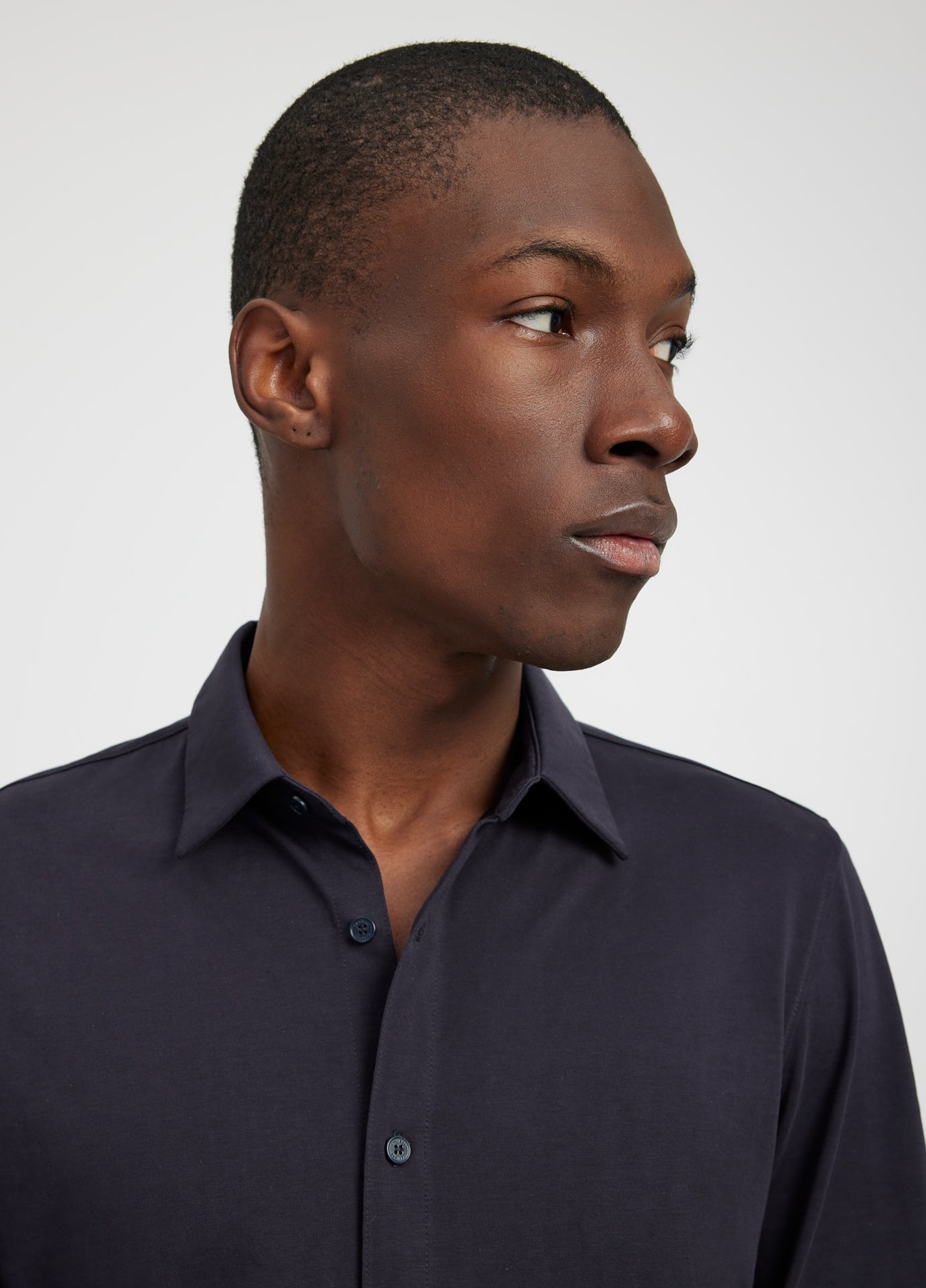 Tech Cotton Knit Shirt Navy