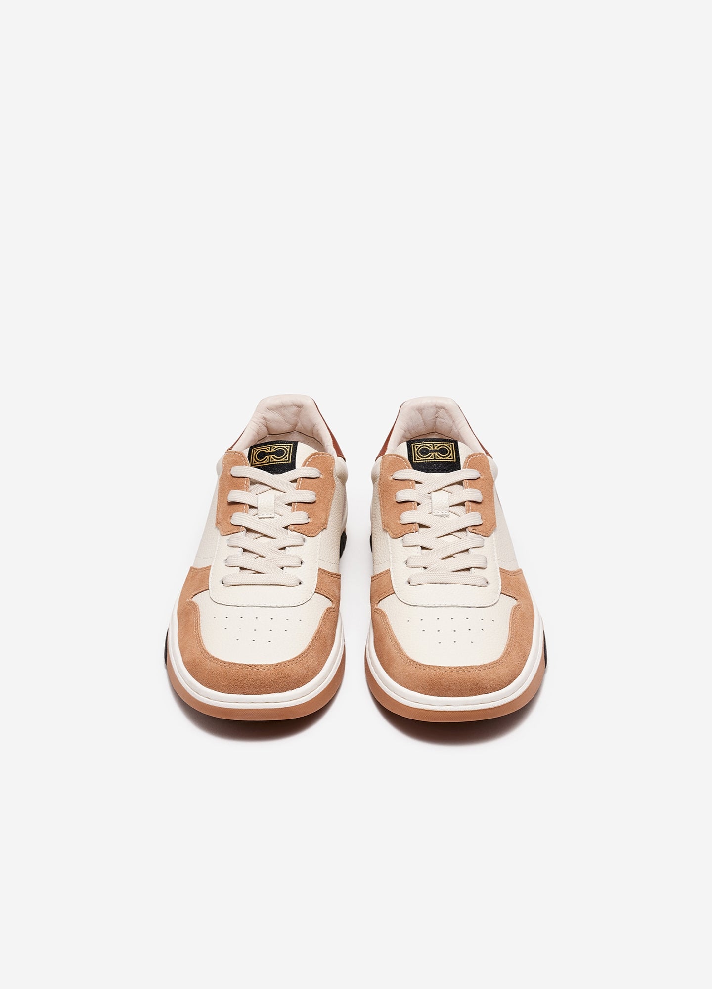 Leather Mix Court Sneaker Camel Combo
