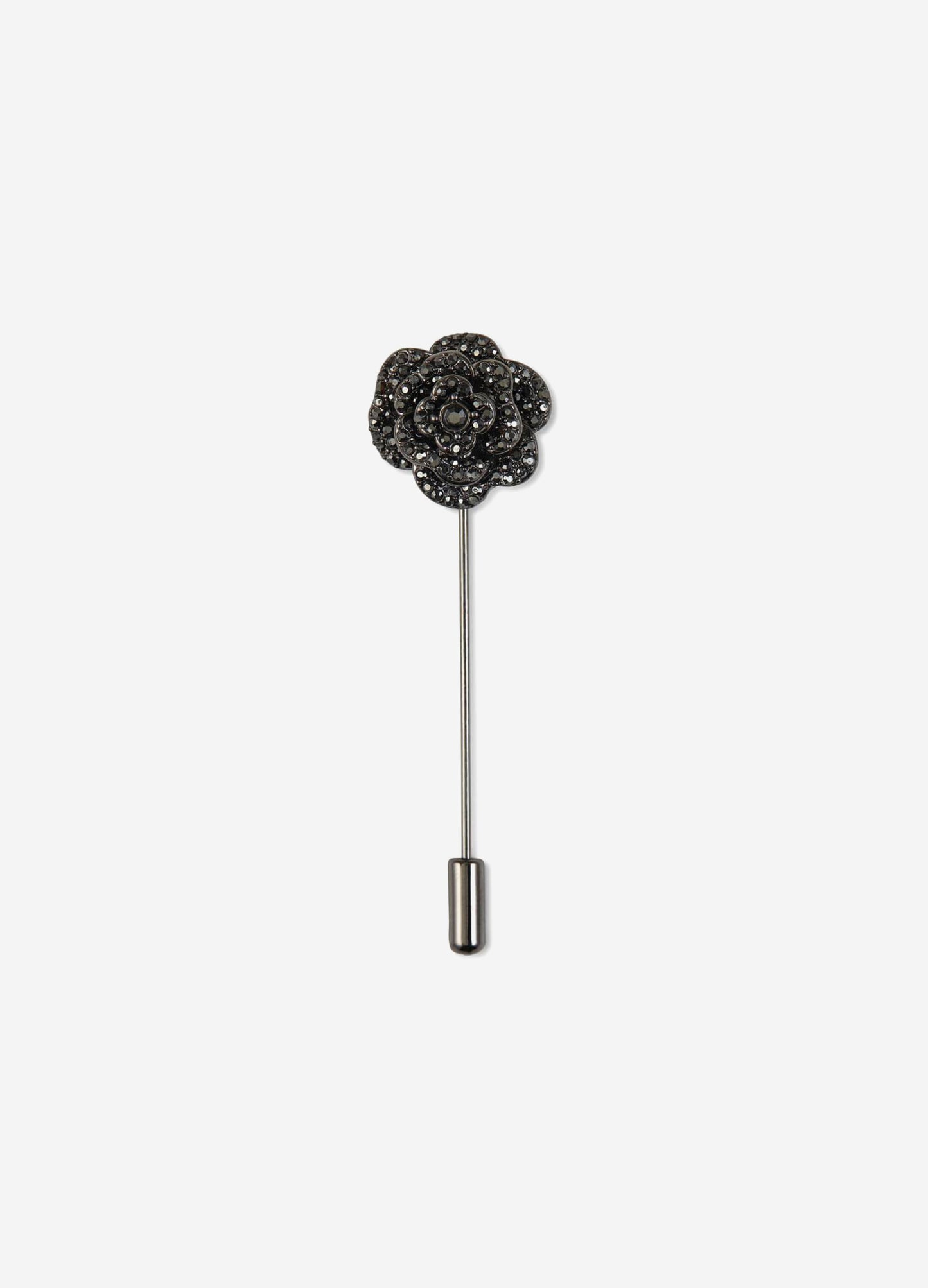 Mini Diamante Rose Lapel Pin Black Combo