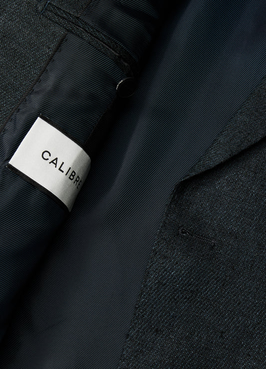 Silk Linen Blazer Dark Green