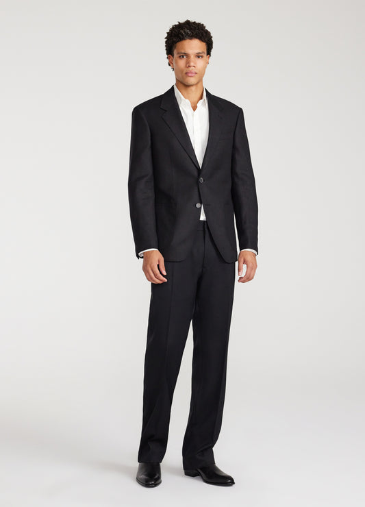 Linen Wool Hopsack Blazer Black