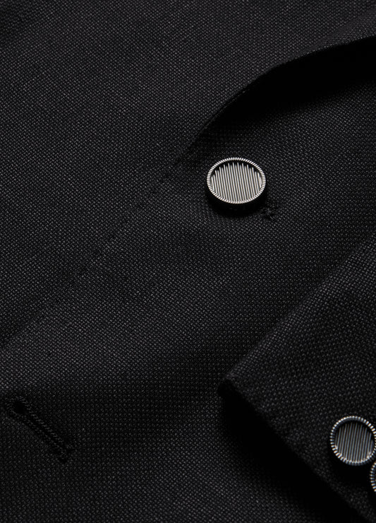 Linen Wool Hopsack Blazer Black