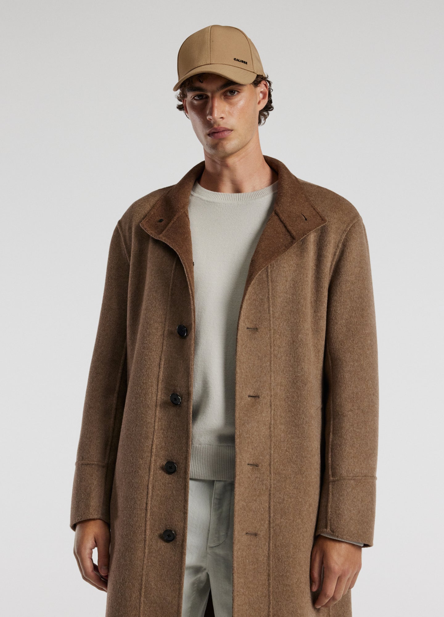 Double Face Funnel Neck Coat Beige Combo
