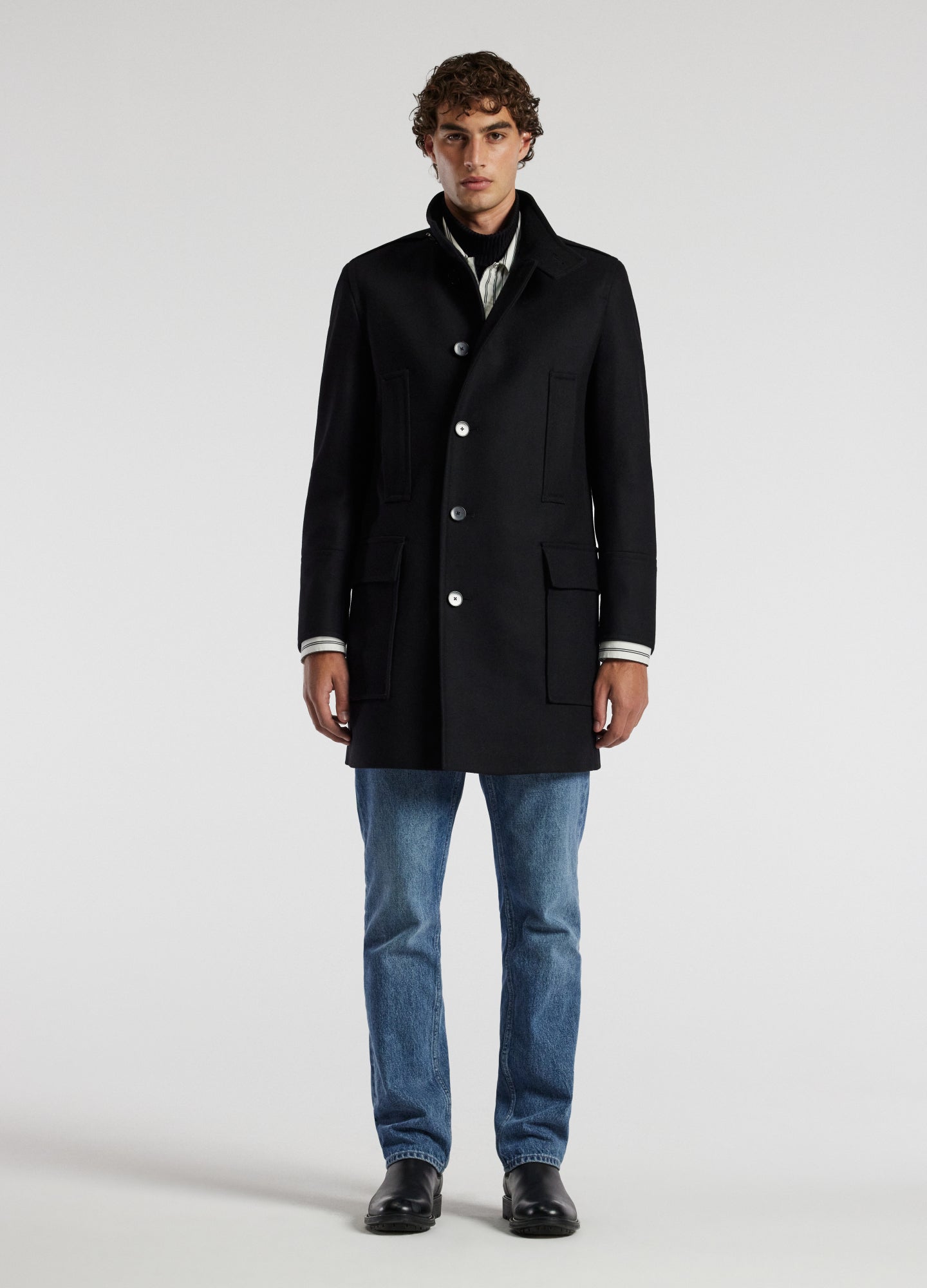 Military Melton Coat Black