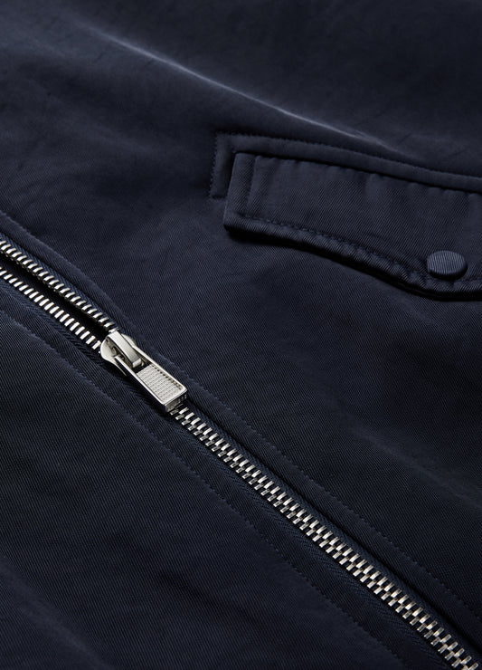 Padded Nylon Bomber Jacket Navy