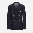 Wool Double Breasted Blazer Navy Dark