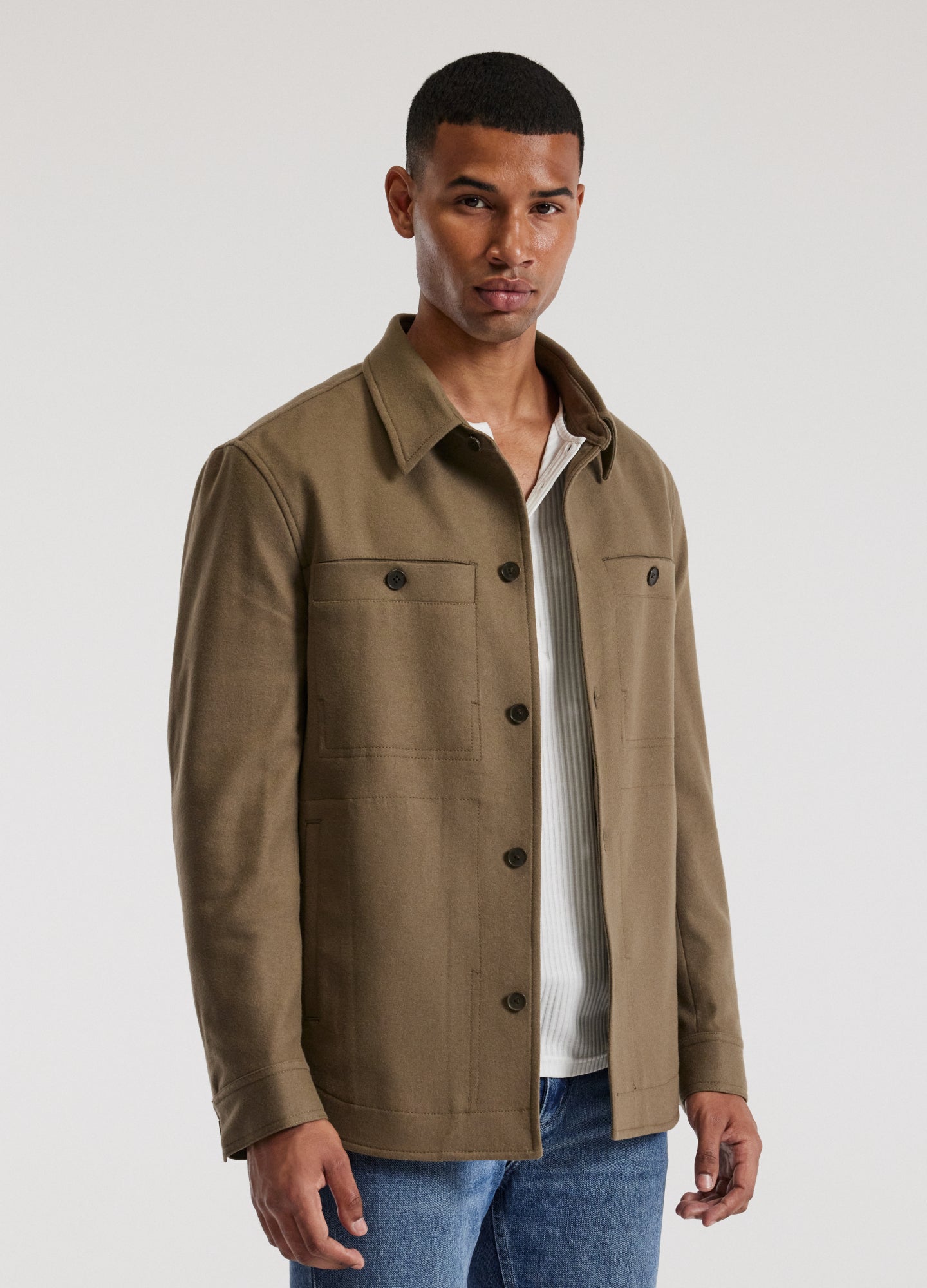 Melton Shirt Jacket Latte