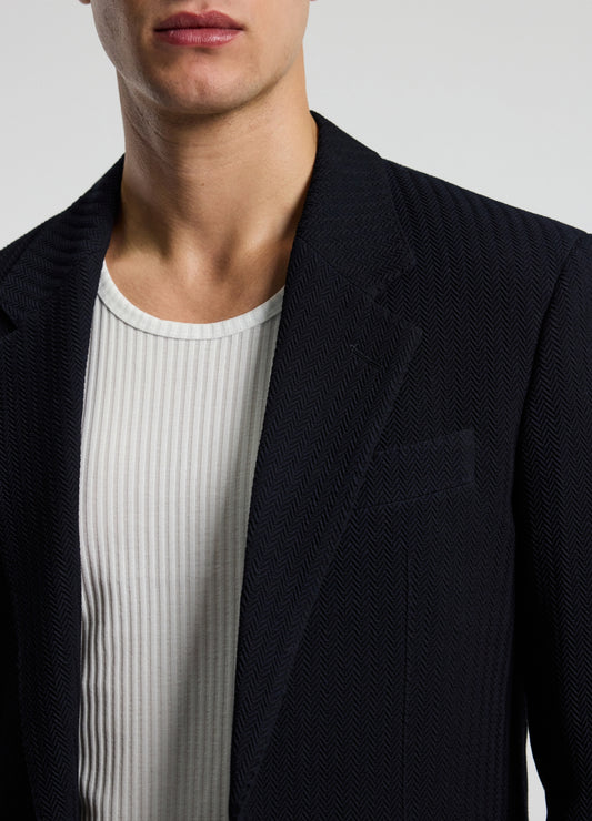 Herringbone Jacquard Blazer Navy