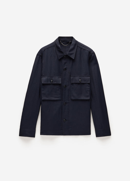 Linen Blend Shirt Jacket Navy