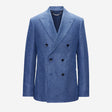 Linen Lyocell Twill Double-Breasted Blazer Blue
