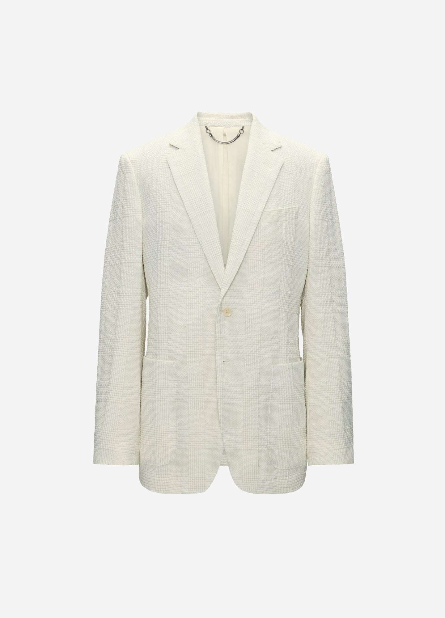 Seersucker Check Blazer Stone