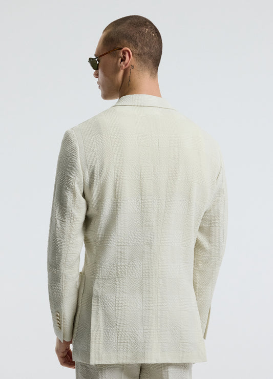 Seersucker Check Blazer Stone